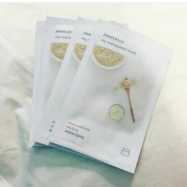 Innisfree My Real Squeeze Mask #Oatmeal 20ml มาส์กหน้าบำรุงผิว สูตรข้าวโอ๊ต 